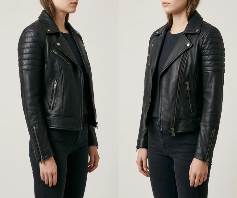 Adalyn Quilted Black Leather Biker Jacket 3/4 Profile 1080x900