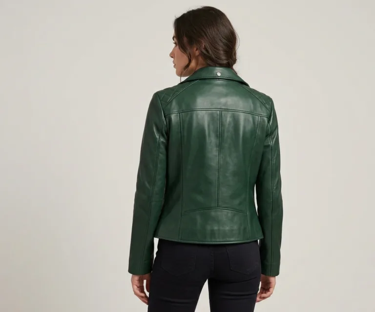 Adalyn Quilted Green Leather Biker Jacket Rear Back View 1080x900