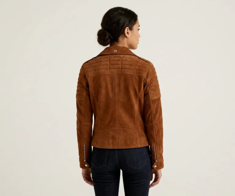 Adalyn Quilted Mocha Suede Biker Jacket Rear Back View 1080x900