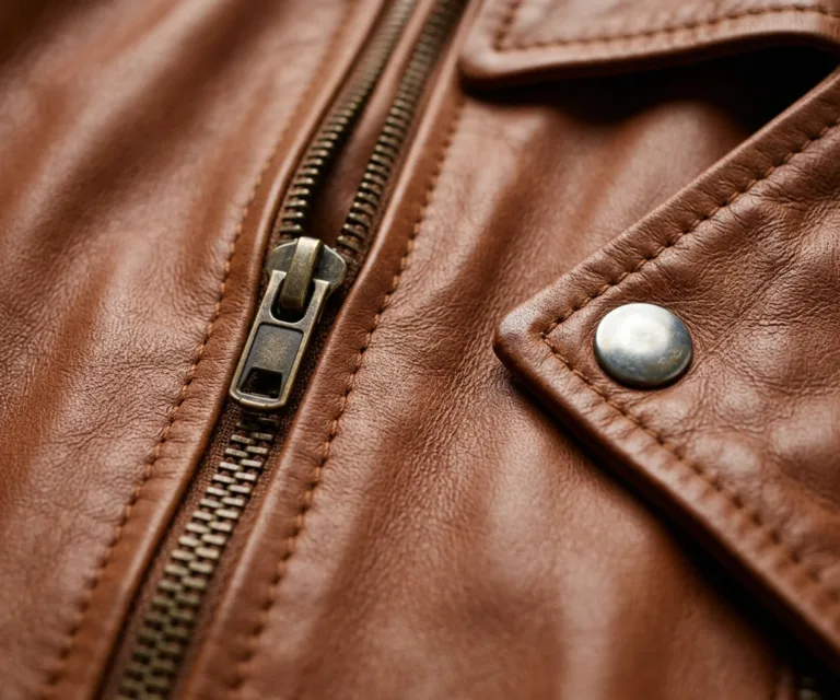 Alison Brown Leather Biker Jacket Macro Hardware Detail 1080x900
