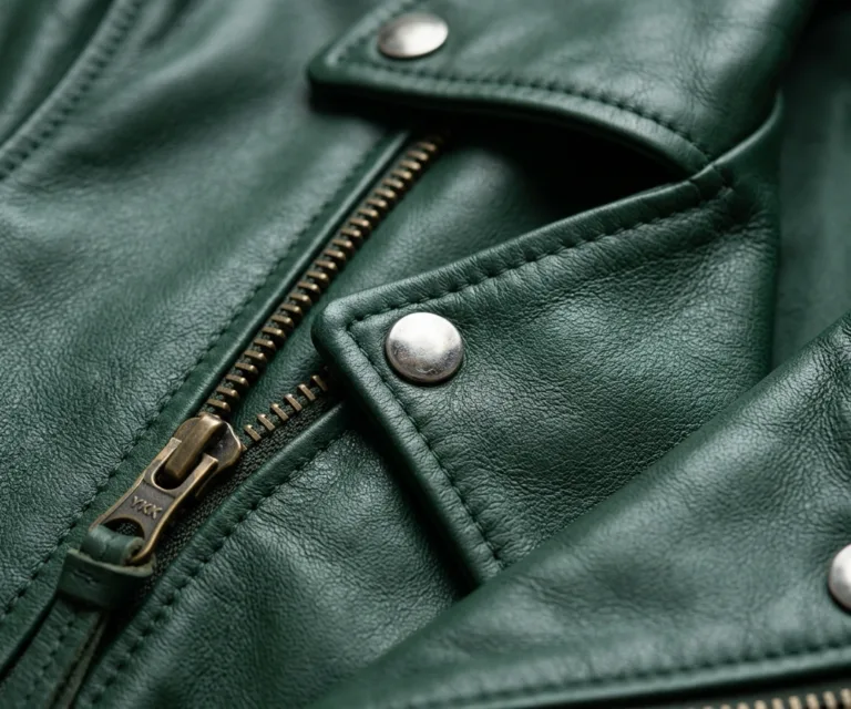 Alison Green Leather Biker Jacket Macro Hardware Detail 1080x900