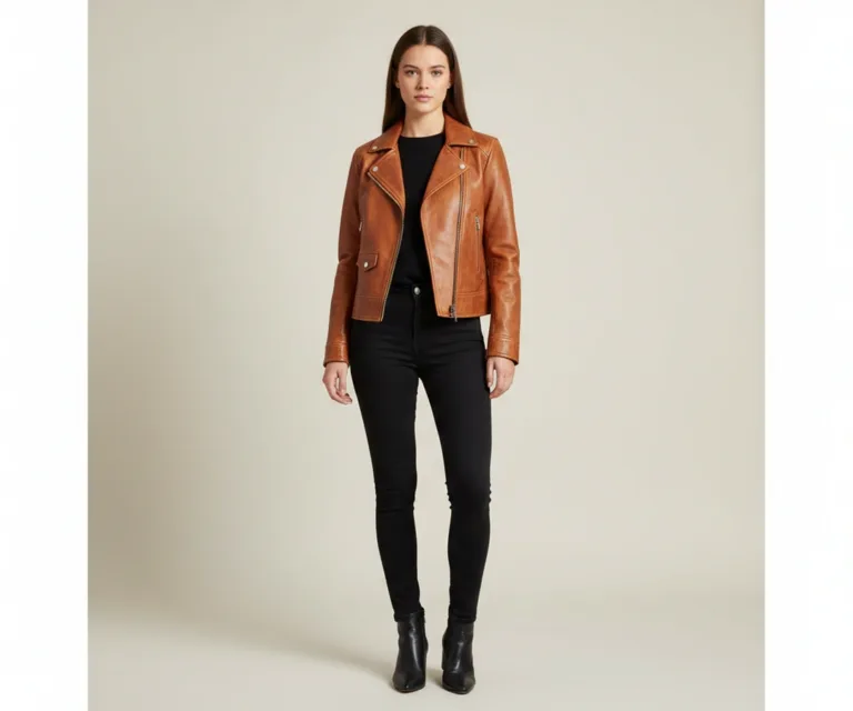 Carolyn Quilted Distressed Brown Biker Jacket Lifestyle Studio 1080x900