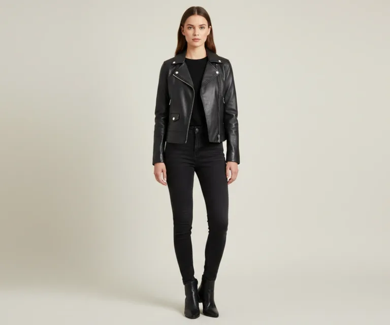 Celeste Studded Black Leather Jacket Lifestyle Studio 1080x900