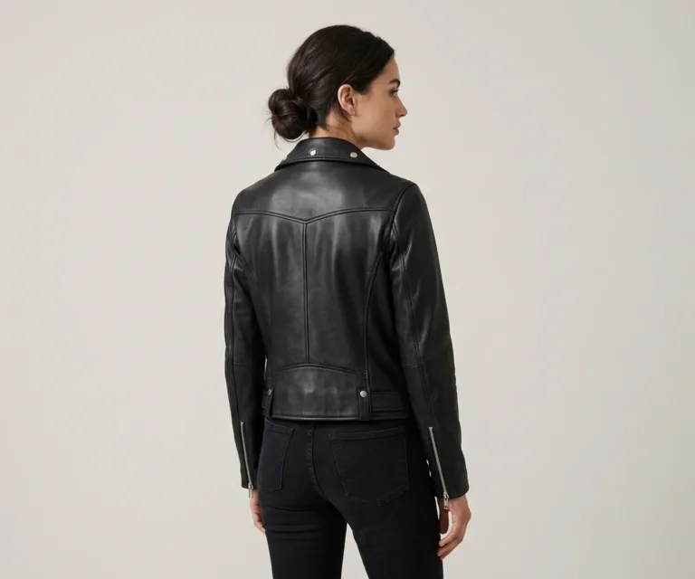 Celeste Studded Black Leather Jacket Rear Back View 1080x900