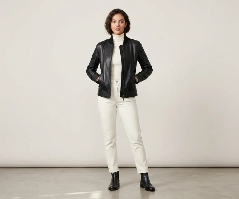 Cityscape Black Leather Biker Jacket Lifestyle Studio 1080x900
