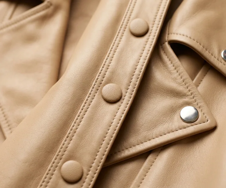 County Tan Overlap Leather Jacket Macro Hardware Detail 1080x900