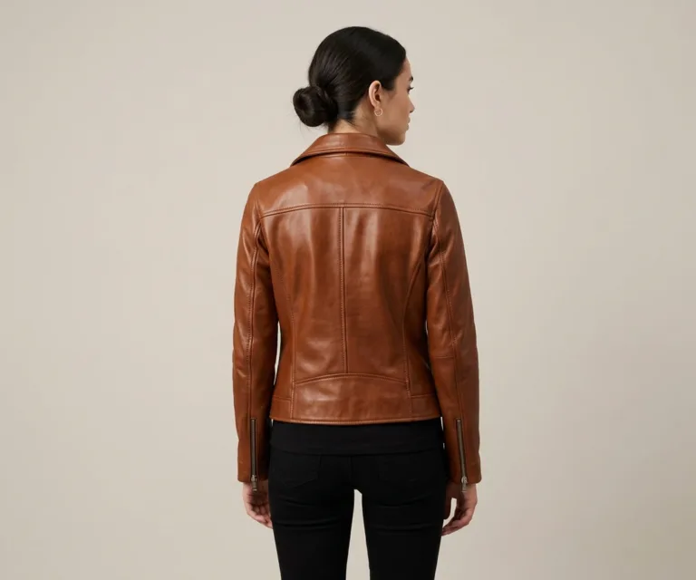 Flashback Brown Leather Biker Jacket Rear Back View 1080x900
