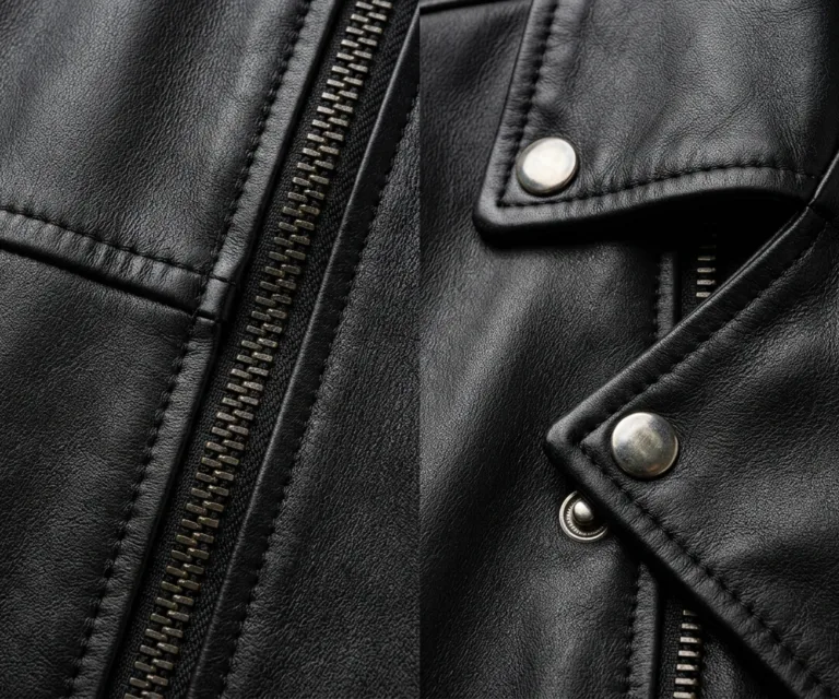 Kelsee Black Leather Biker Jacket Macro Hardware Detail 1080x900