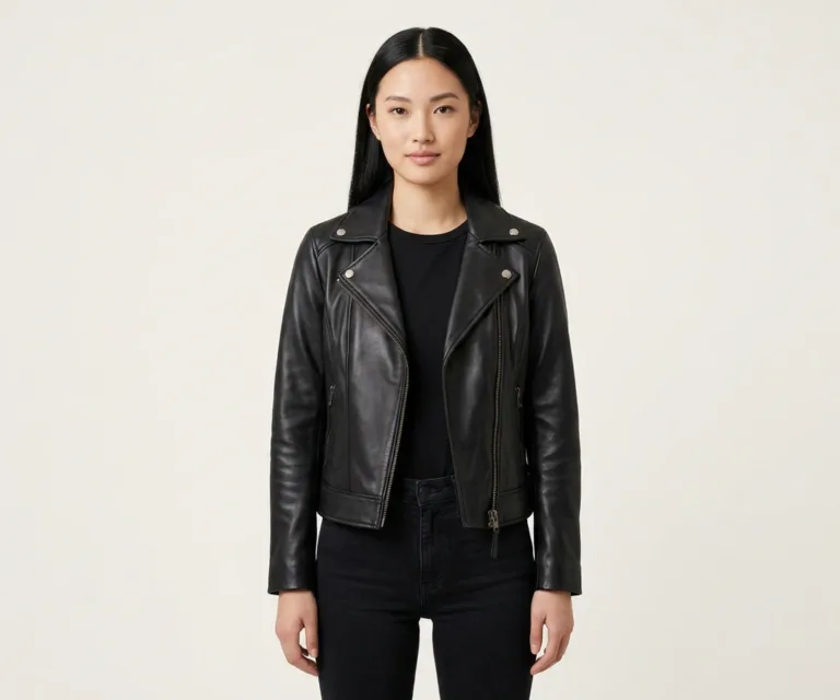 Nexi Quilted Black Leather Jacket Front View 1080x900