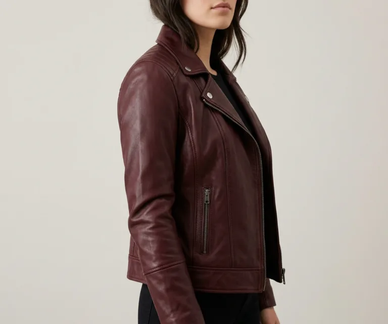Nexi Quilted Maroon Leather Jacket 3/4 Profile 1080x900