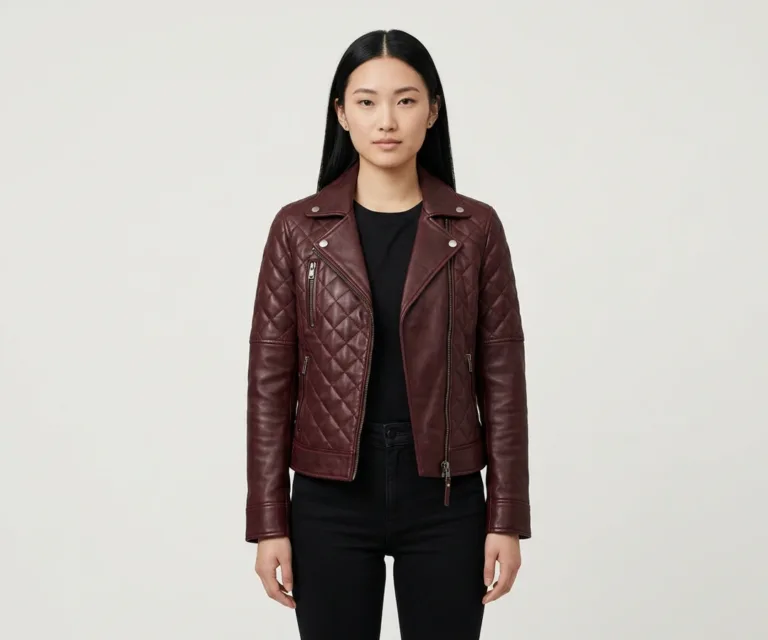 Nexi Quilted Maroon Leather Jacket Front View 1080x900