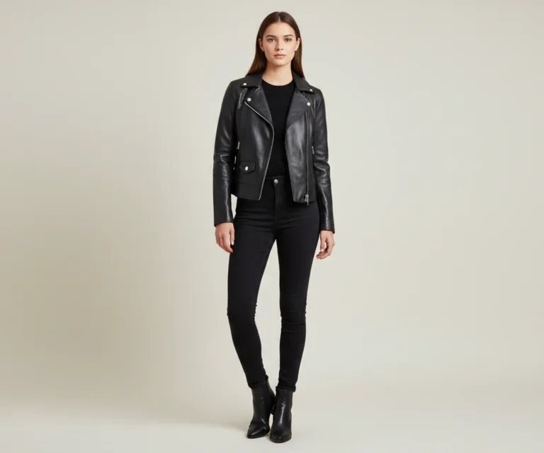 Orient Grain Quilted Black Leather Biker Jacket Lifestyle Studio 1080x900