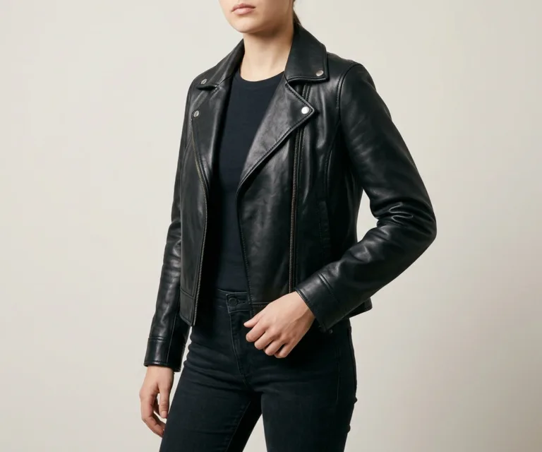 Rumy Black Leather Biker Jacket 3/4 Profile 1080x900