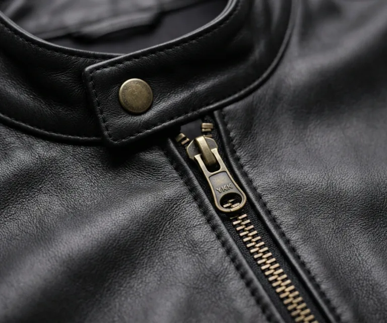 Rumella Black Leather Biker Jacket Macro Hardware Detail 1080x900