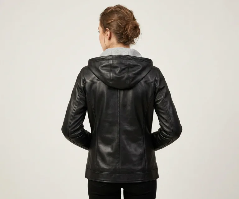 Zest Black Hooded Leather Pullover Jacket Rear Back View 1080x900