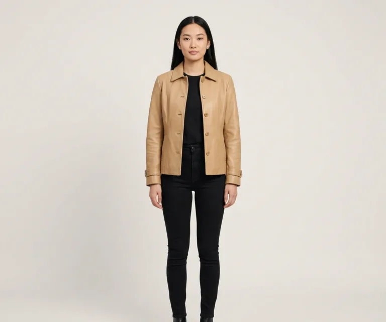 Lee Tan Brown Leather Blazer Front View 1080x900
