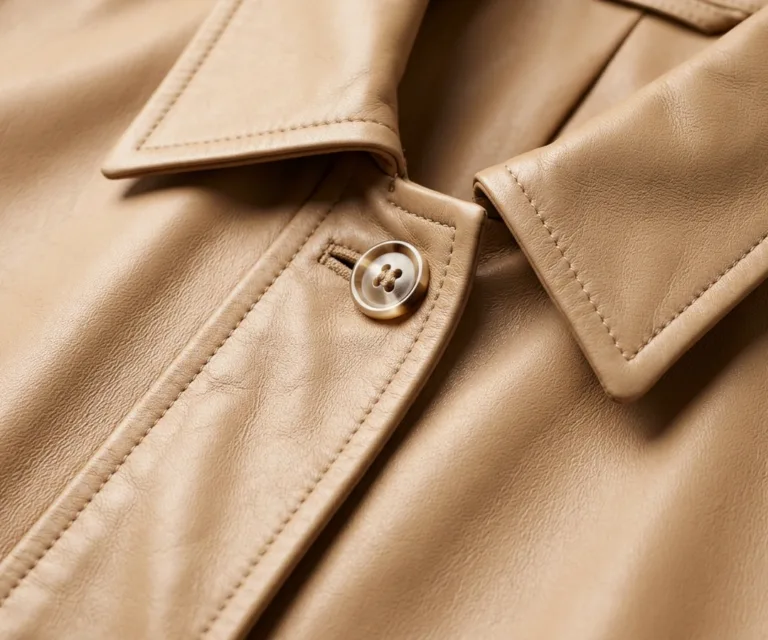 Lee Tan Brown Leather Blazer Macro Hardware Detail 1080x900