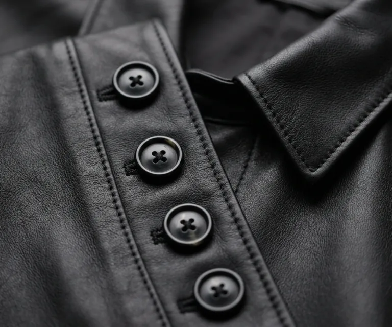 Marilyn Black Leather Blazer Macro Hardware Detail 1080x900