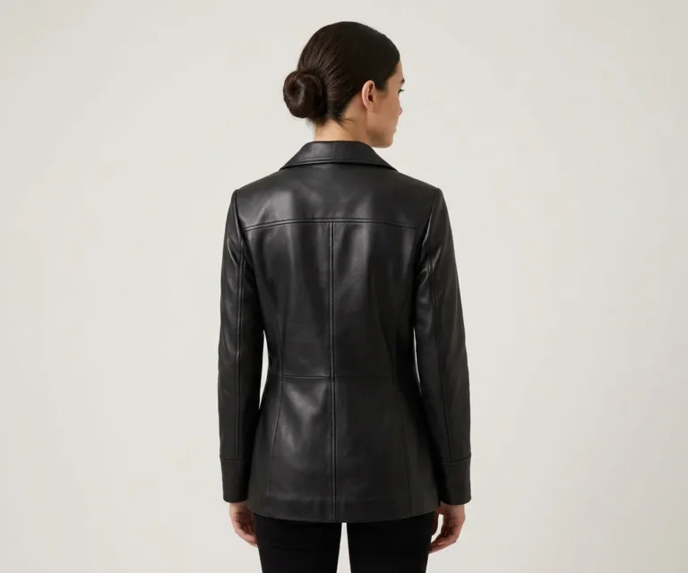Marilyn Black Leather Blazer Rear Back View 1080x900