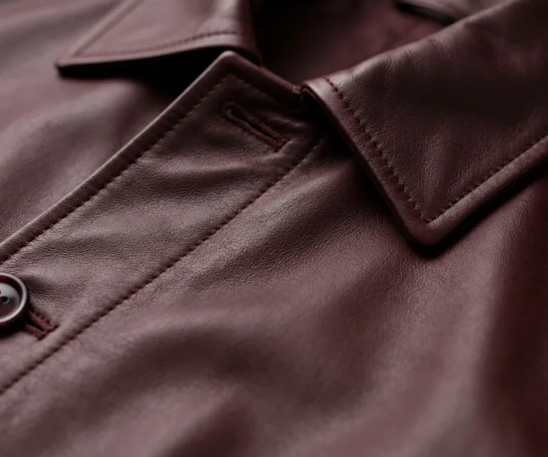 Norma Maroon Leather Blazer Macro Hardware Detail 1080x900