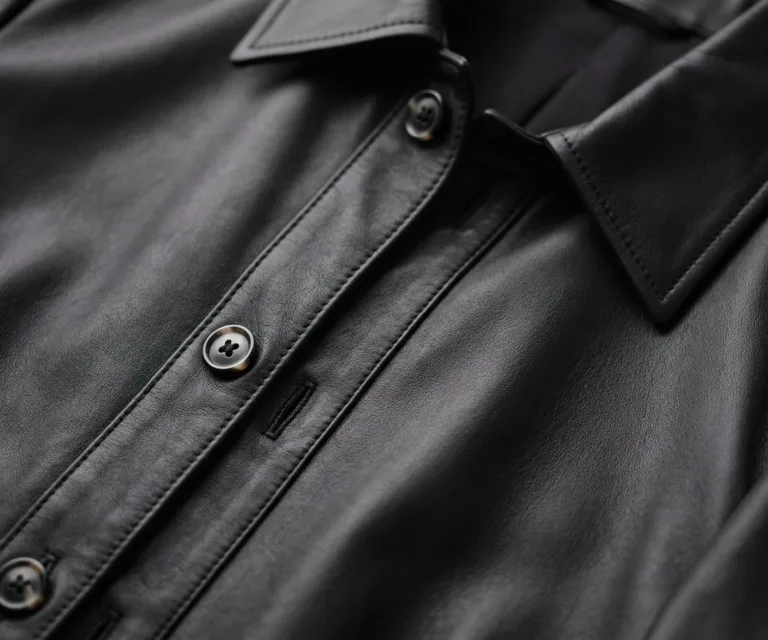 Selina Black Leather Blazer Macro Hardware Detail 1080x900