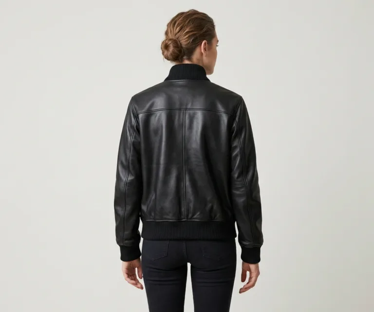 Ava Ma-1 Black Leather Bomber Jacket Rear Back View 1080x900