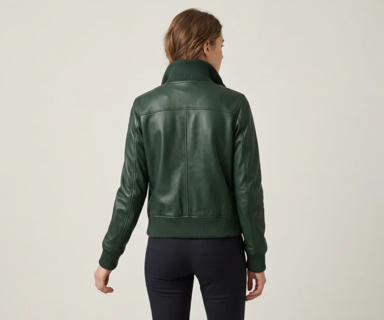 Ava Ma-1 Green Leather Bomber Jacket Rear Back View 1080x900