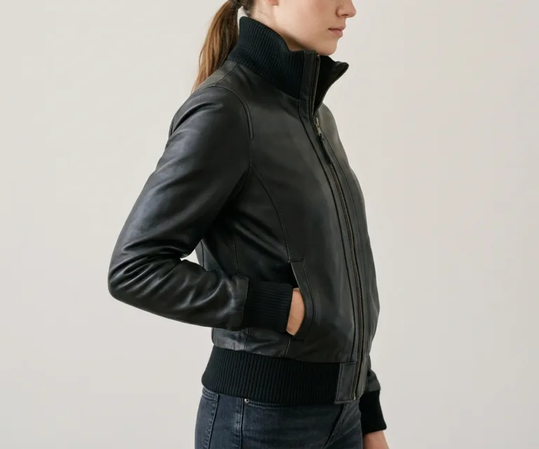 Bliss Black Leather Bomber Jacket 3/4 Profile 1080x900