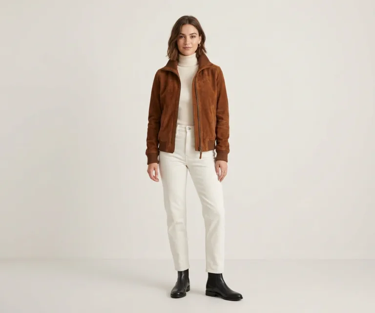 Bliss Brown Suede Bomber Jacket Lifestyle Studio 1080x900