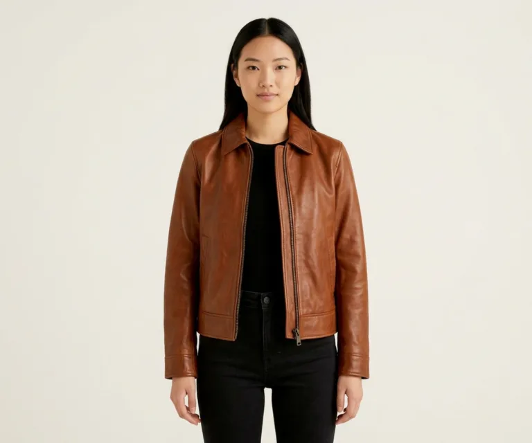 Sherilyn B-3 Brown Leather Bomber Jacket Front View 1080x900
