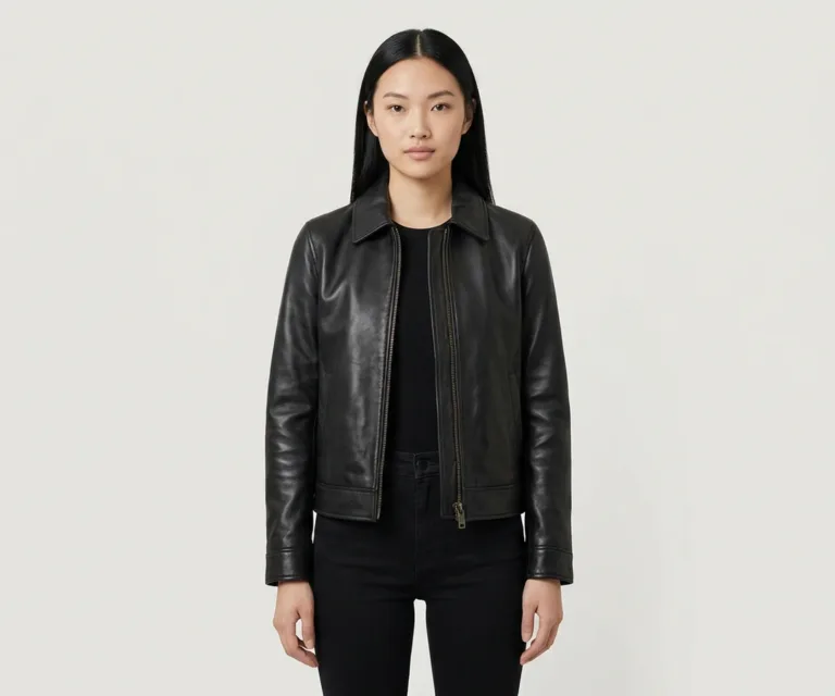Sherilyn B-3 Distressed Black Leather Bomber Jacket Front View 1080x900
