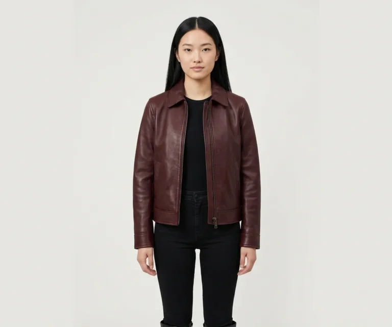 Sherilyn B-3 Maroon Leather Bomber Jacket Front View 1080x900