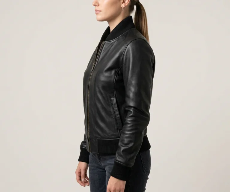 Stella G-1 Black Leather Bomber Jacket 3/4 Profile 1080x900