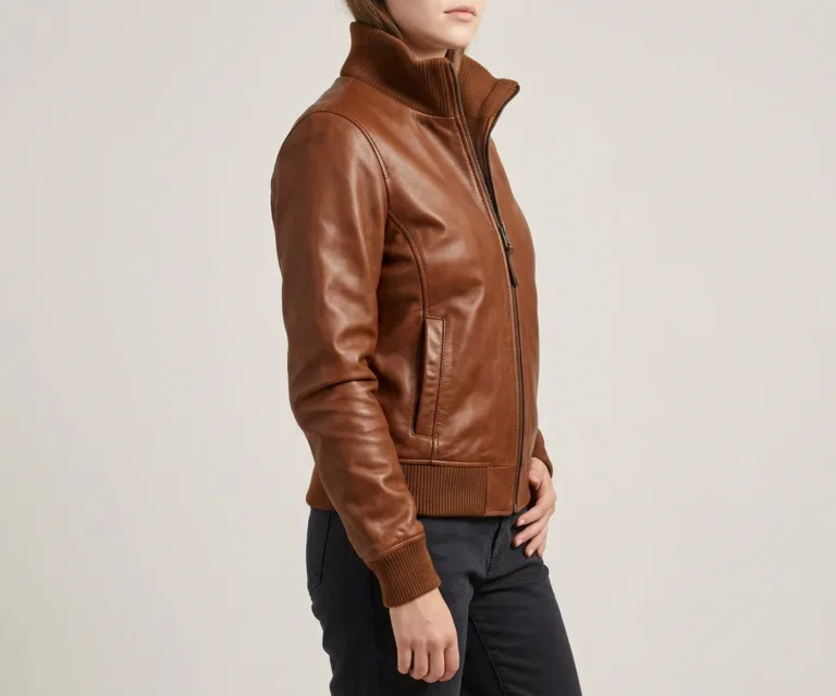 Stella G-1 Brown Leather Bomber Jacket 3/4 Profile 1080x900