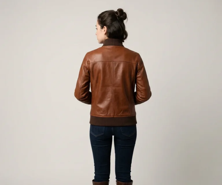 Stella G-1 Brown Leather Bomber Jacket Rear Back View 1080x900