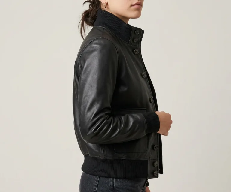 Westa A-2 Black Leather Bomber Jacket 3/4 Profile 1080x900