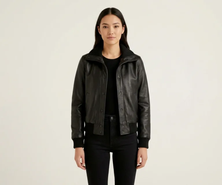 Westa A-2 Black Leather Bomber Jacket Front View 1080x900