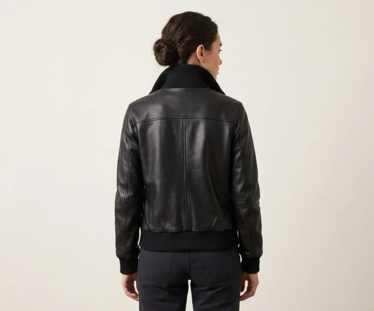 Westa A-2 Black Leather Bomber Jacket Rear Back View 1080x900