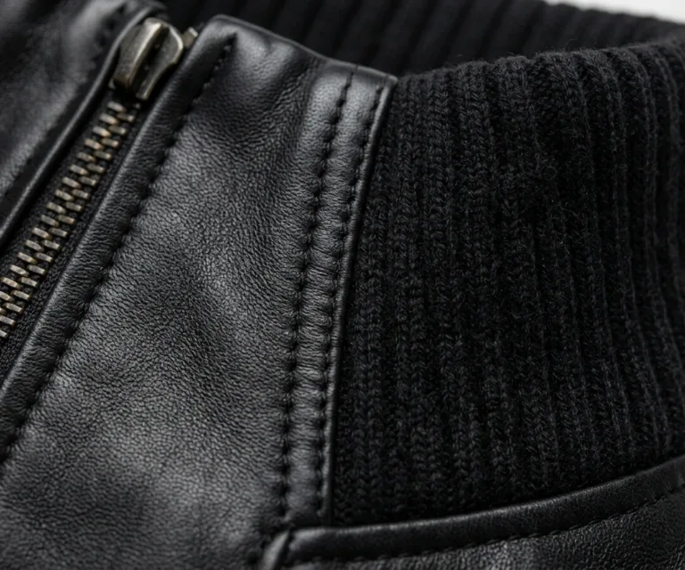 lux-wearz women Zenna Black Leather Bomber Jacket Macro Hardware Detail 1080x900