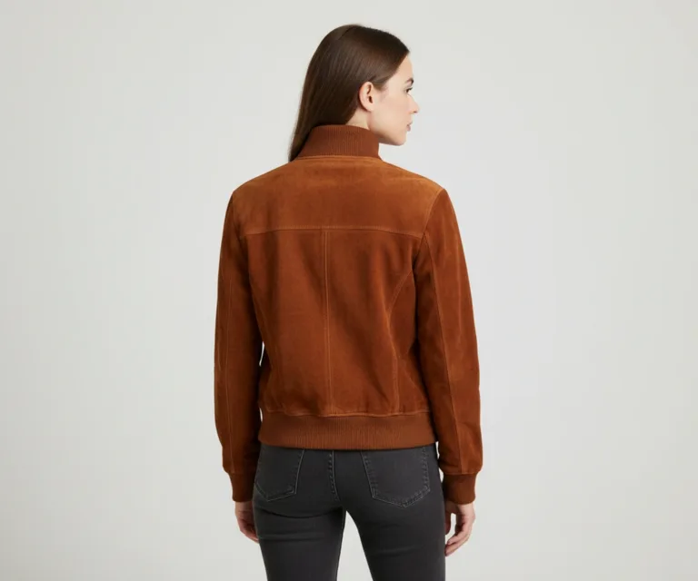 Zenna Mocha Suede Bomber Jacket Rear Back View 1080x900