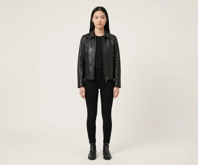 Colette Black Leather Jacket Front View 1080x900