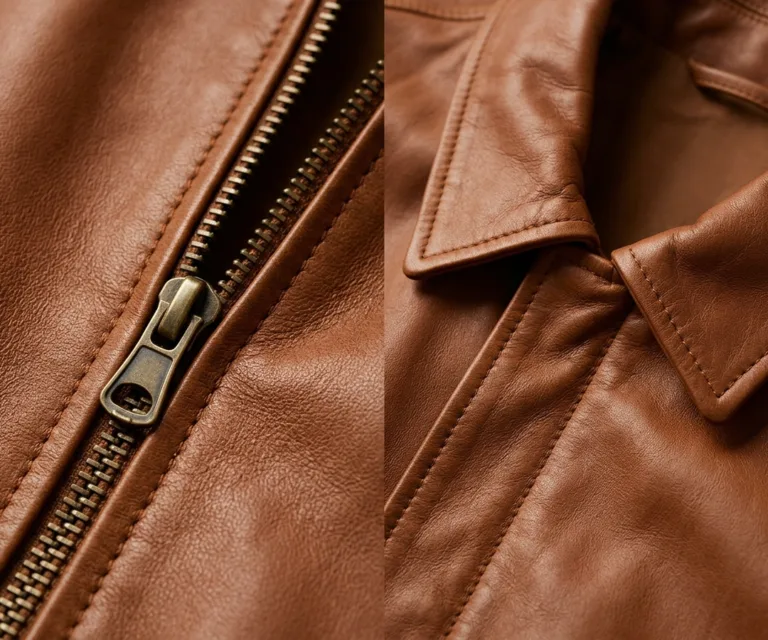 Colette Brown Leather Jacket Macro Hardware Detail 1080x900