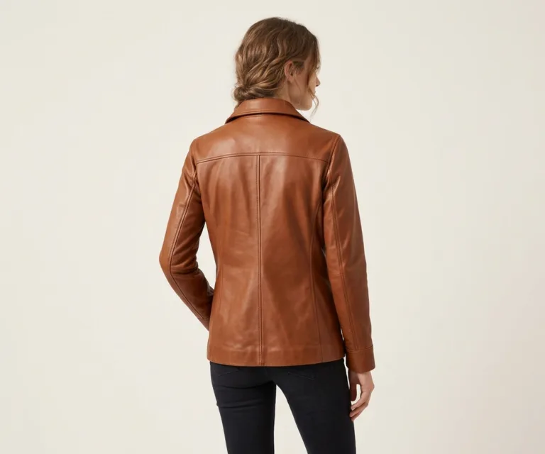 Colette Brown Leather Jacket Rear Back View 1080x900