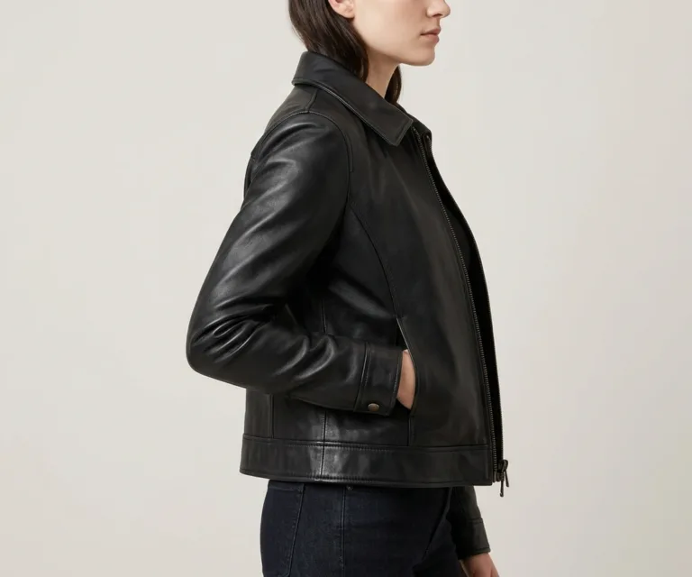 Tomachi Black Leather Jacket 3/4 Profile 1080x900