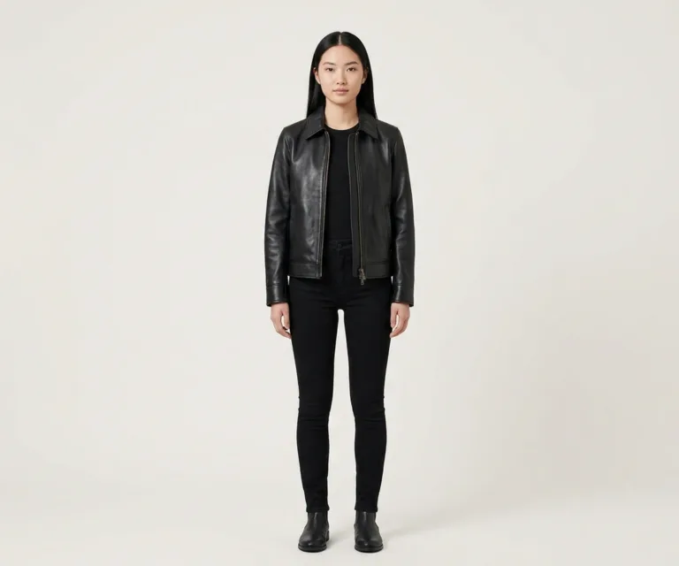 Tomachi Black Leather Jacket Front View 1080x900