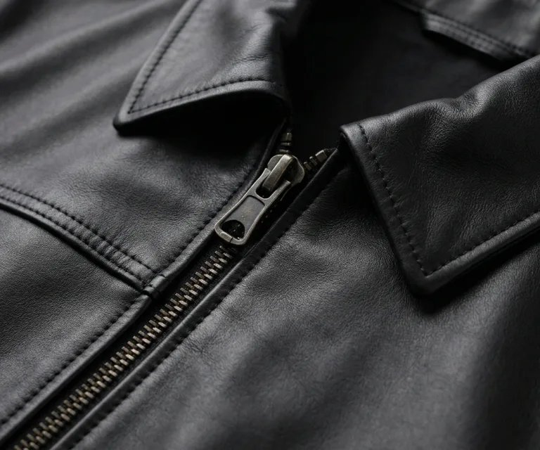 Tomachi Black Leather Jacket Macro Hardware Detail 1080x900