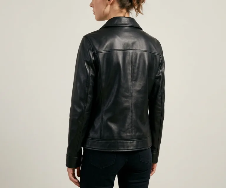 Tomachi Black Leather Jacket Rear Back View 1080x900