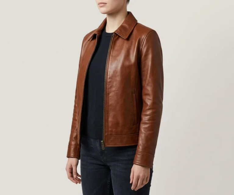 Tomachi Brown Leather Jacket 3/4 Profile 1080x900