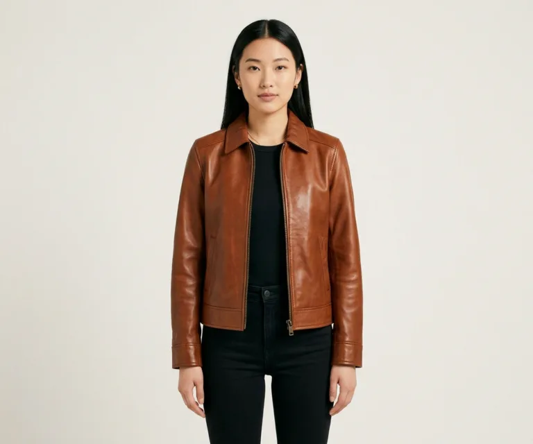 Tomachi Brown Leather Jacket Front View 1080x900