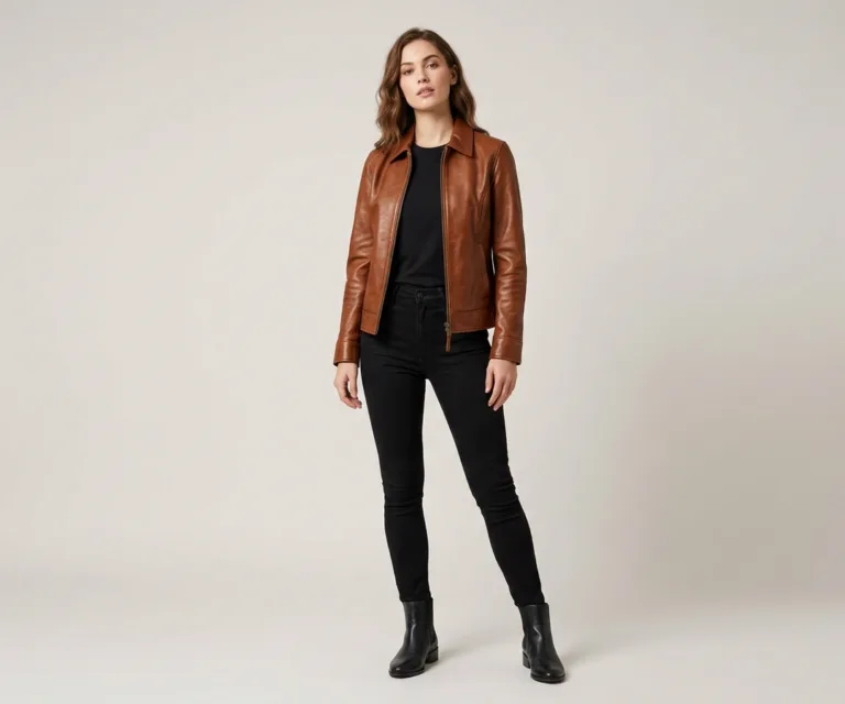 Tomachi Brown Leather Jacket Lifestyle Studio 1080x900